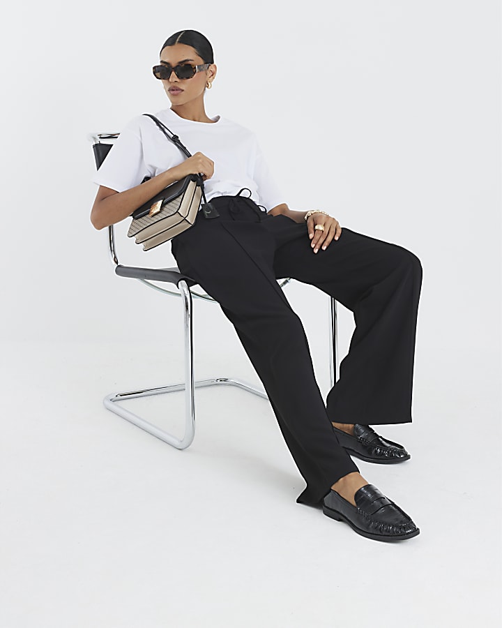 Black Elasticated Wide Leg Trousers
