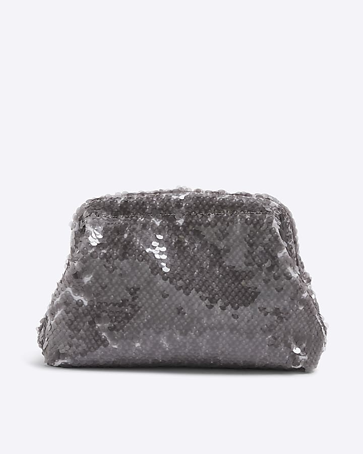 Silver Sequin Clutch Bag