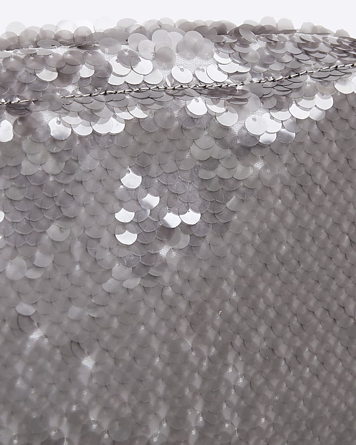 Silver Sequin Clutch Bag