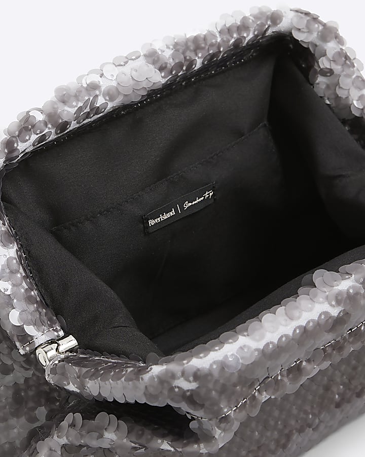 Silver Sequin Clutch Bag