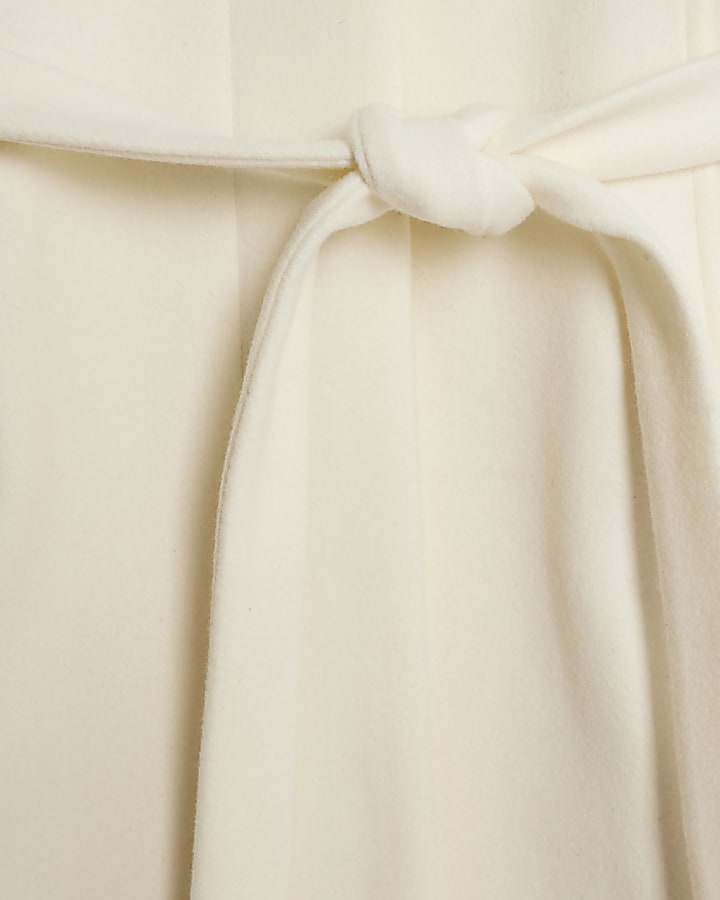 Cream Longline Belted Coat