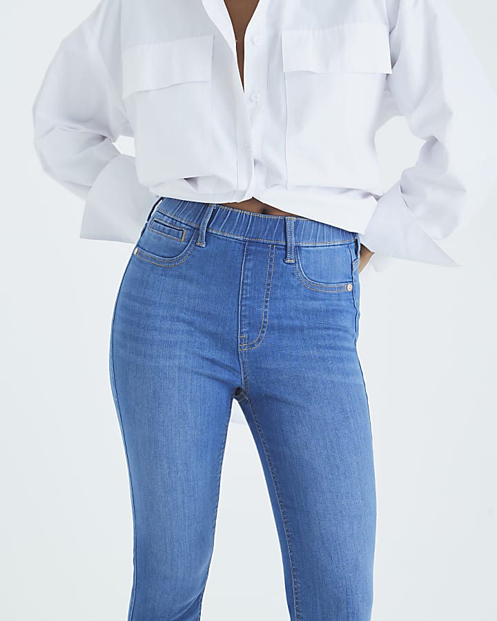 Petite Blue Pull On Sculpt Skinny Jeans