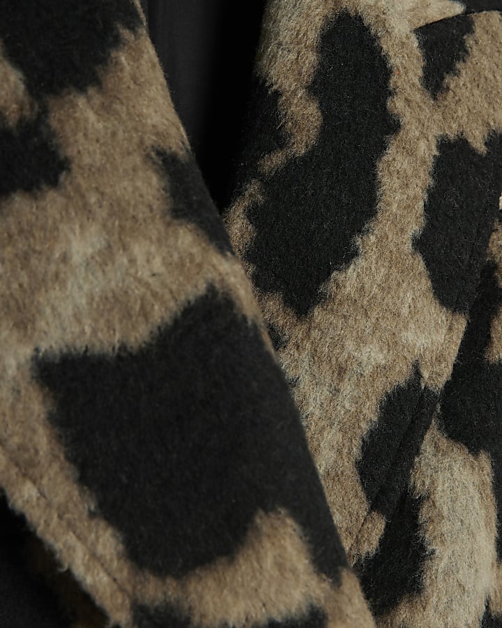 Brown Brushed Leopard Print Coat