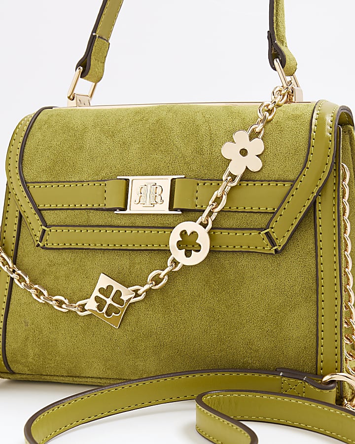 Green Faux Suede Mini Cross Body Bag