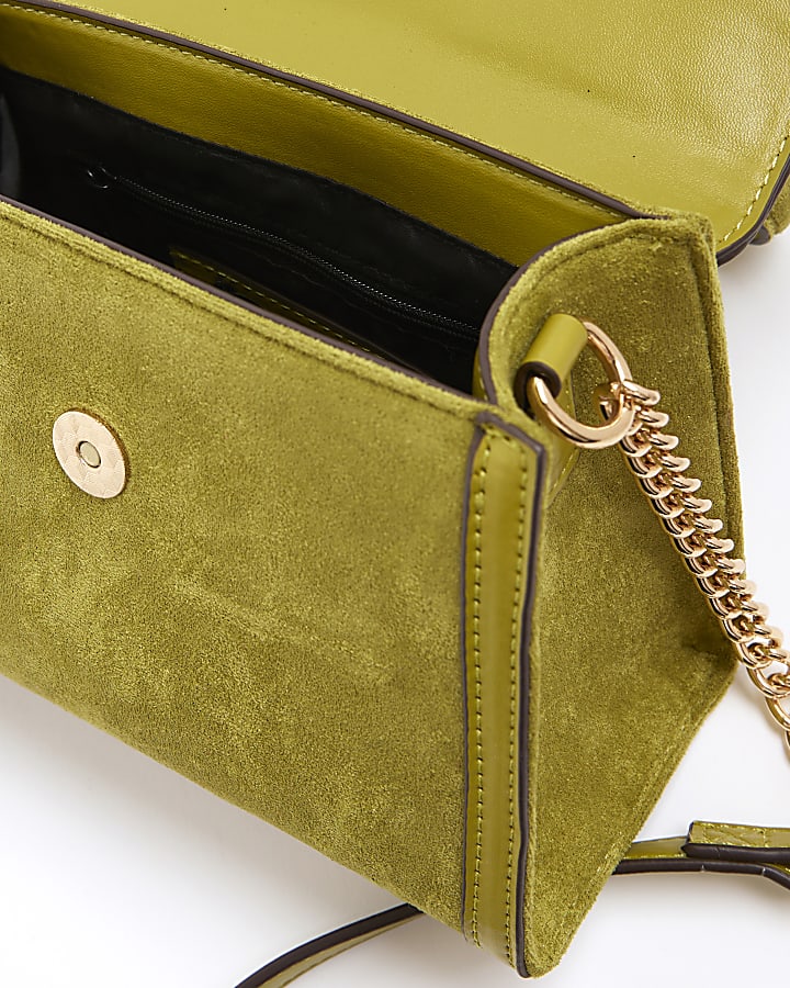 Green Faux Suede Mini Cross Body Bag