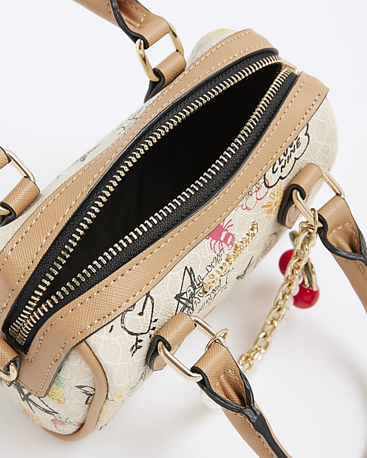 Cream Scribble Mini Cross Body Bowler bag