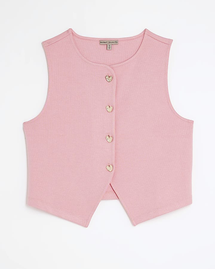 Pink Sleeveless Cropped Waistcoat