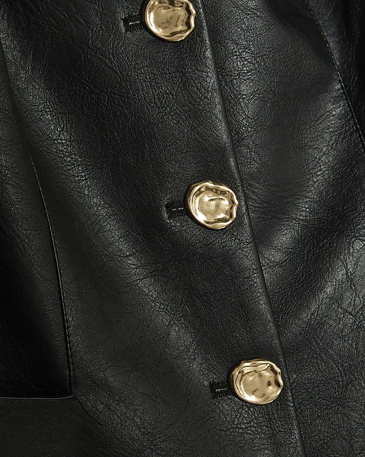 Black Button Up Collarless Jacket