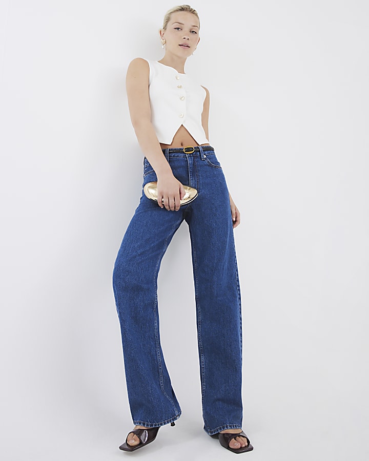 White Sleeveless Cropped Waistcoat