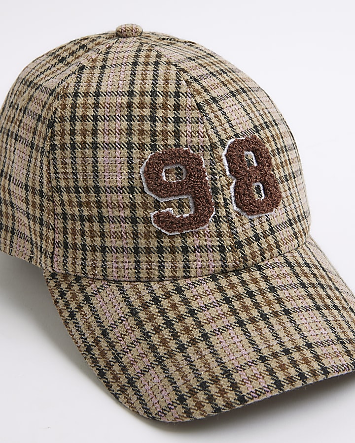 Brown Check Print 98 Cap