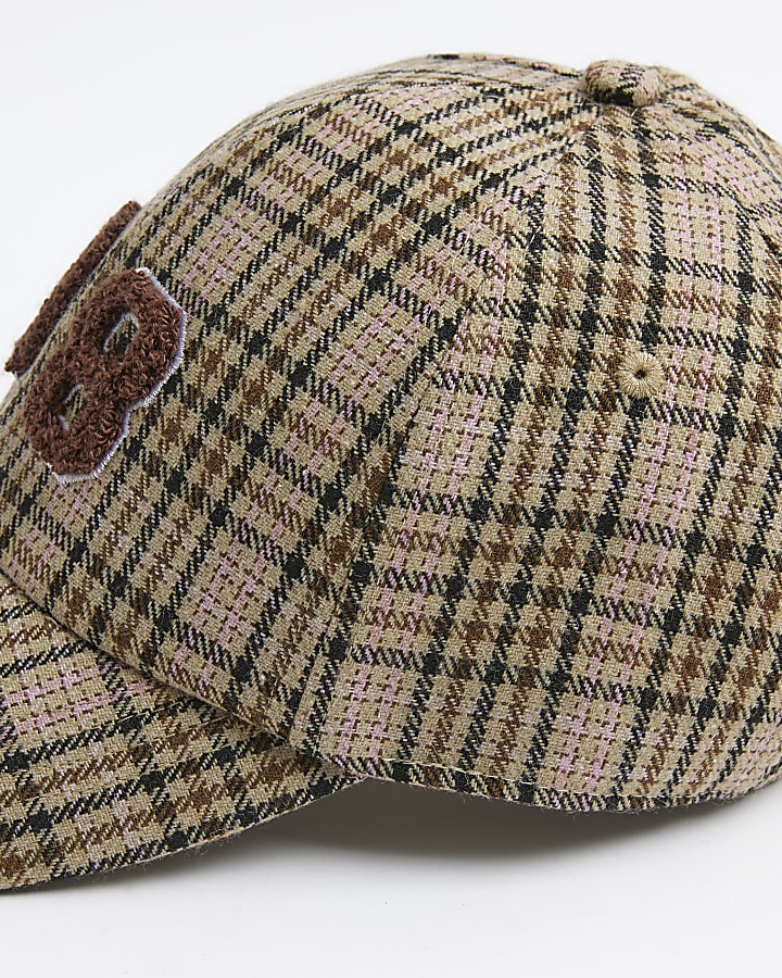 Brown Check Print 98 Cap