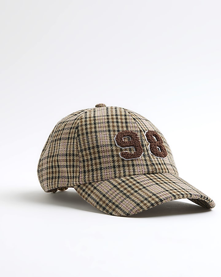 Brown Check Print 98 Cap