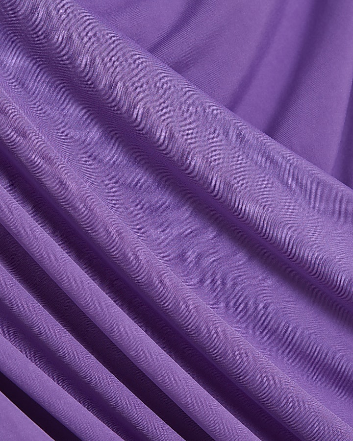 Purple Short Sleeve Wrap Drape Top