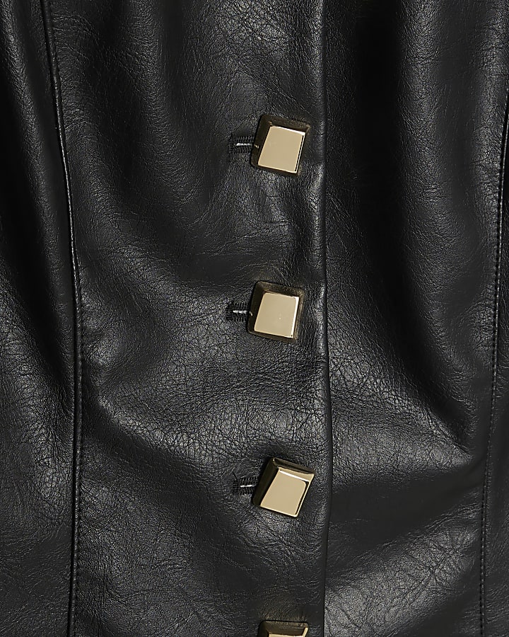 Black Faux Leather Long Sleeve Mini Dress