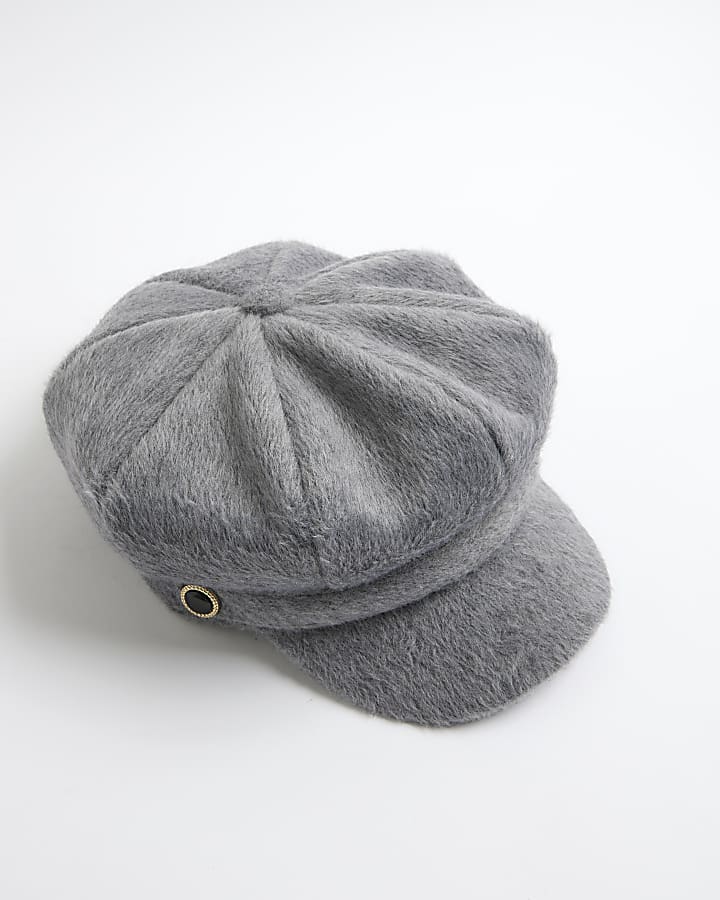 Grey Soft Brushed Baker Boy Hat