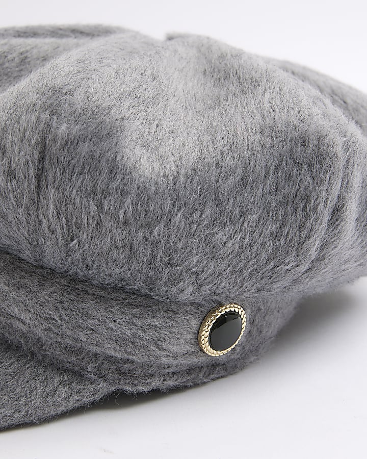 Grey Soft Brushed Baker Boy Hat