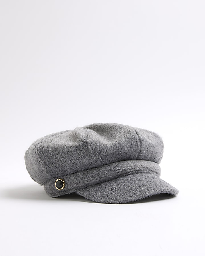Grey Soft Brushed Baker Boy Hat