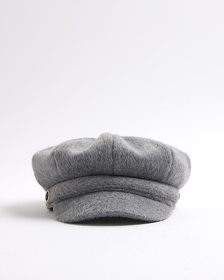 Grey Soft Brushed Baker Boy Hat