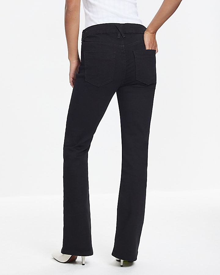 Petite Black Mid Rise Flared Jeans