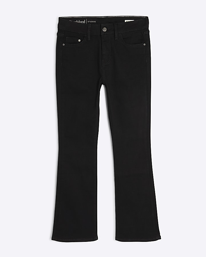 Petite Black Mid Rise Flared Jeans