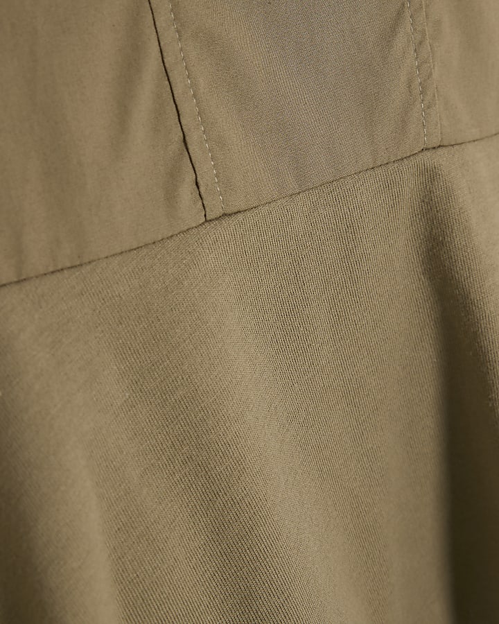 Khaki Sleeveless Tie Back Corset T-shirt