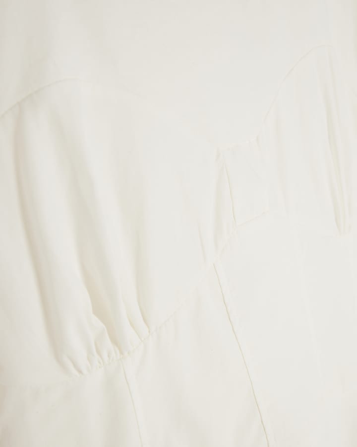 White Sleeveless Tie Back Corset T-shirt