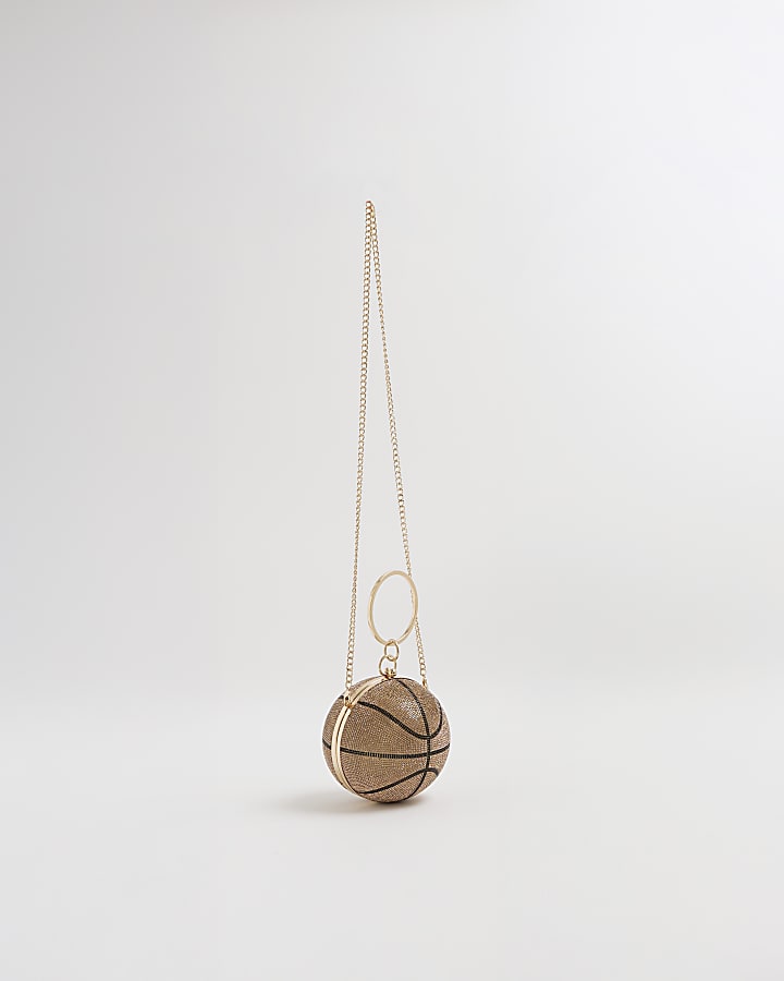 Gold Basketball Diamante Clutch Bag