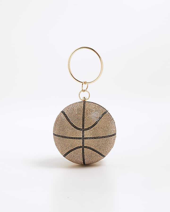 Gold Basketball Diamante Clutch Bag