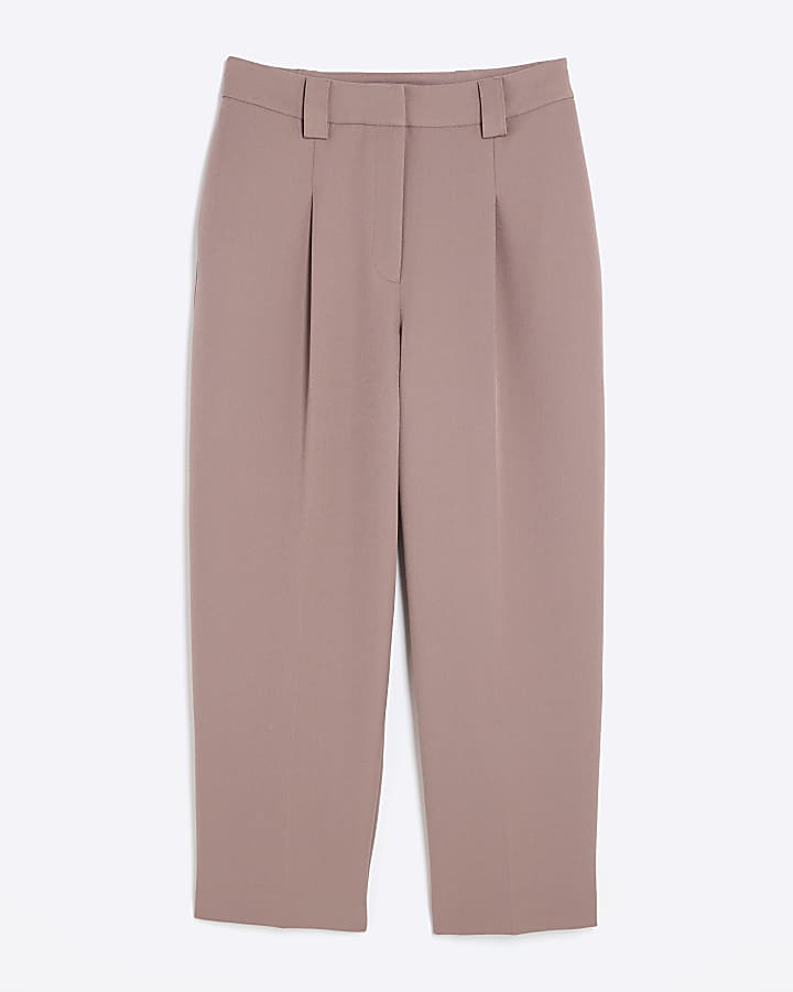 Brown Tapered Straight Leg Trousers