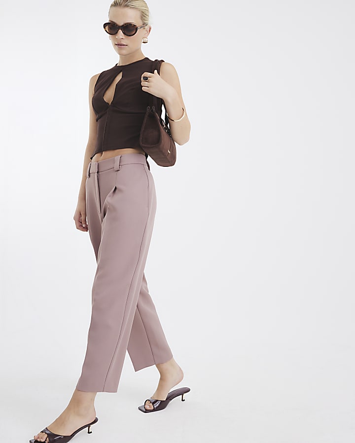 Brown Tapered Straight Leg Trousers
