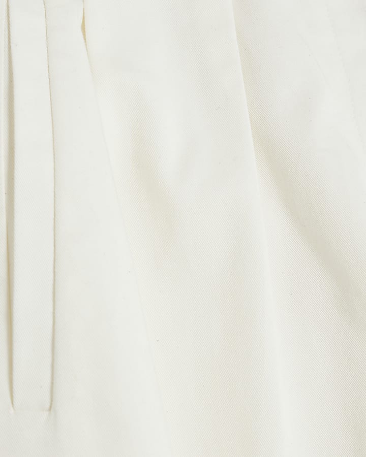 White Belted Utility Barrel Leg Trousers