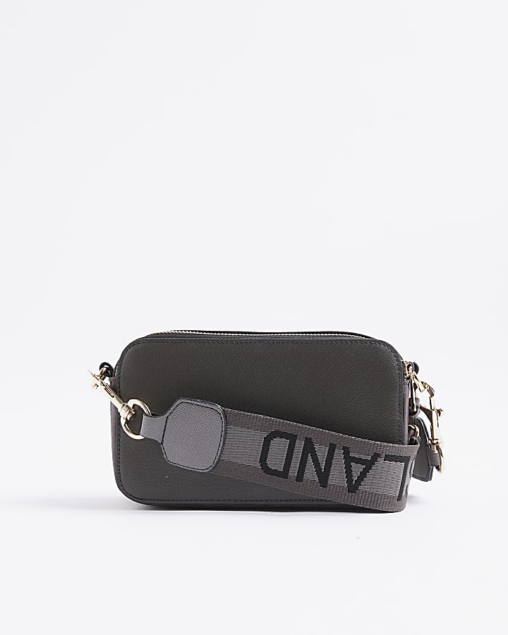 Grey Branded Cross Body Camera Bag