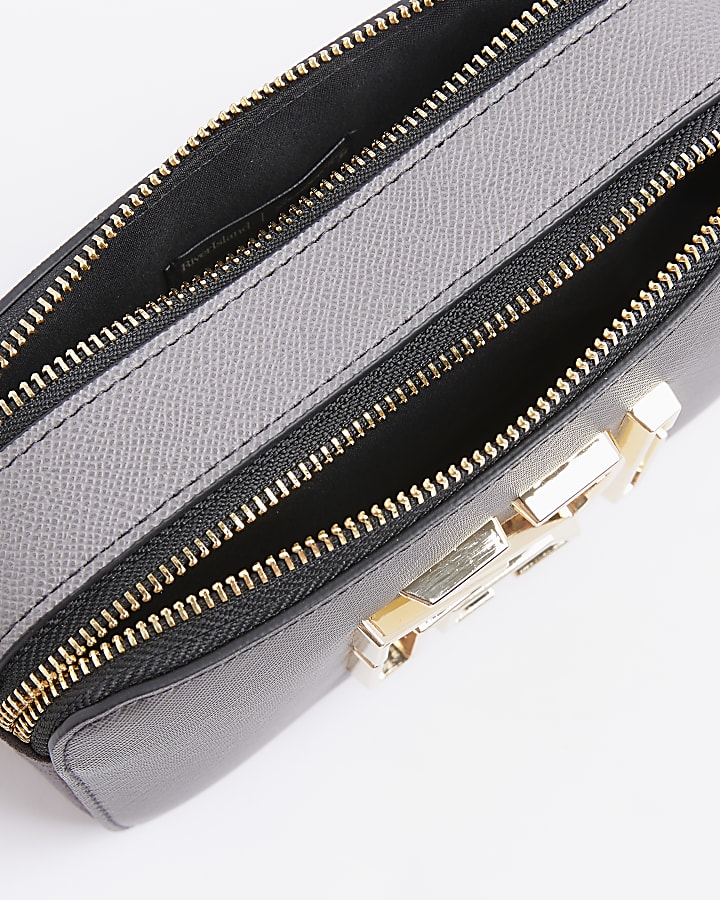 Grey Branded Cross Body Camera Bag