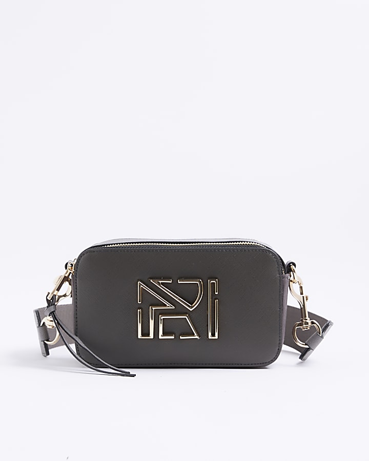 Grey Branded Cross Body Camera Bag
