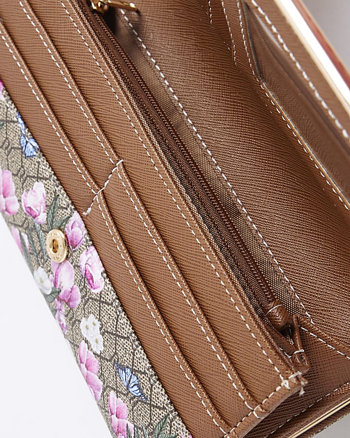 Brown Morgan Floral Monogram Clip Top Purse