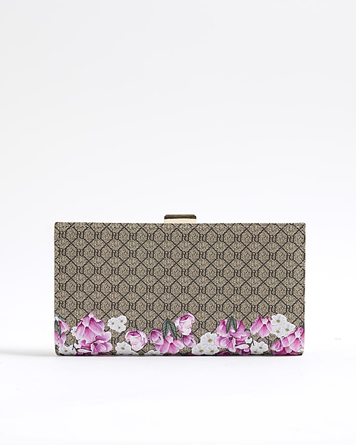 Brown Morgan Floral Monogram Clip Top Purse