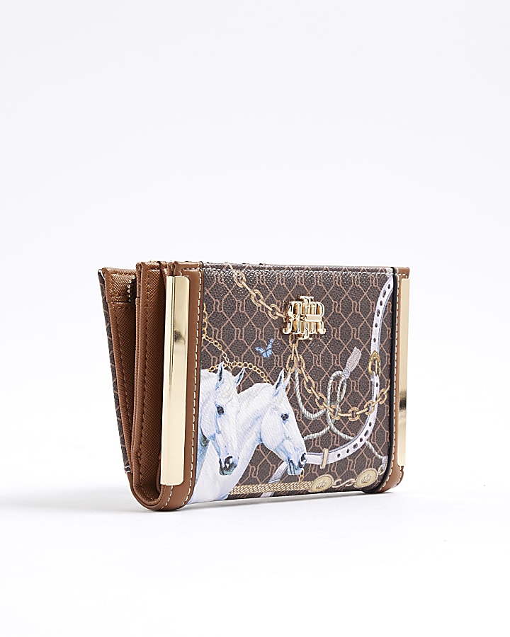 Brown Morgan Horse Monogram Print Purse