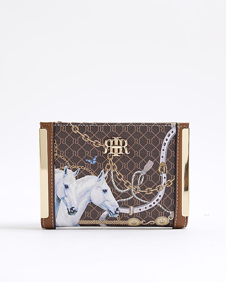 Brown Morgan Horse Monogram Print Purse