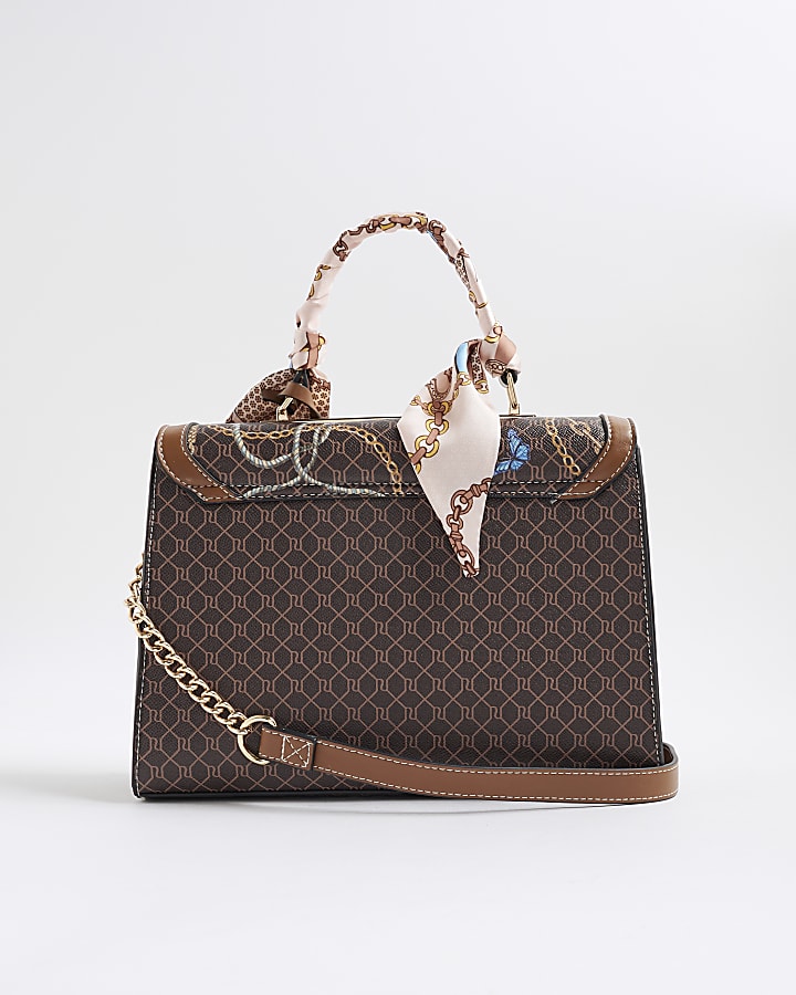 Brown Morgan Horse Monogram Print Tote Bag