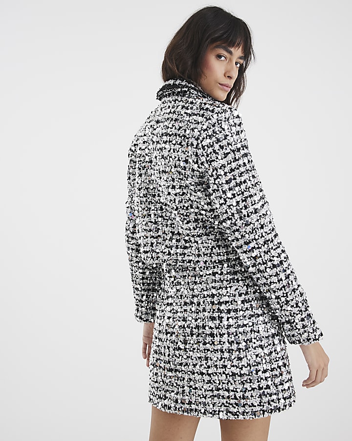 Black Boucle Tailored Sequin Jacket