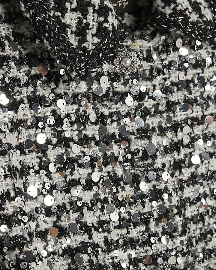 Black Boucle Tailored Sequin Jacket