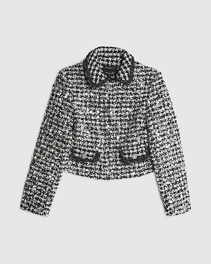 Black Boucle Tailored Sequin Jacket