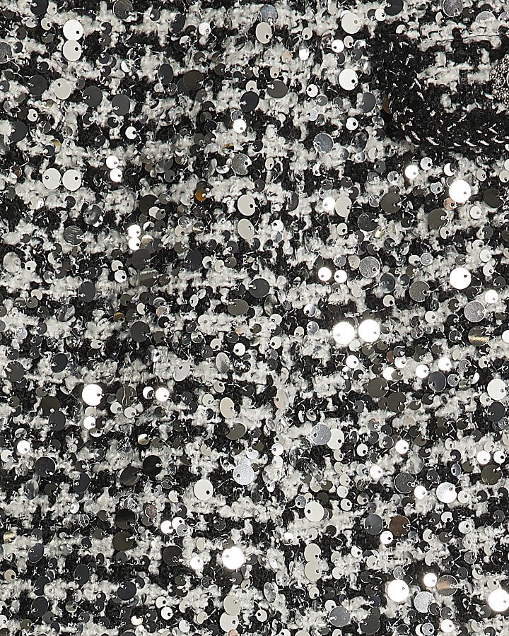 Black Boucle Tailored Sequin Mini Skirt