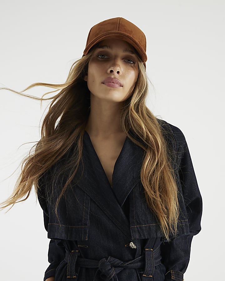Brown Faux Suede Snaffle Cap