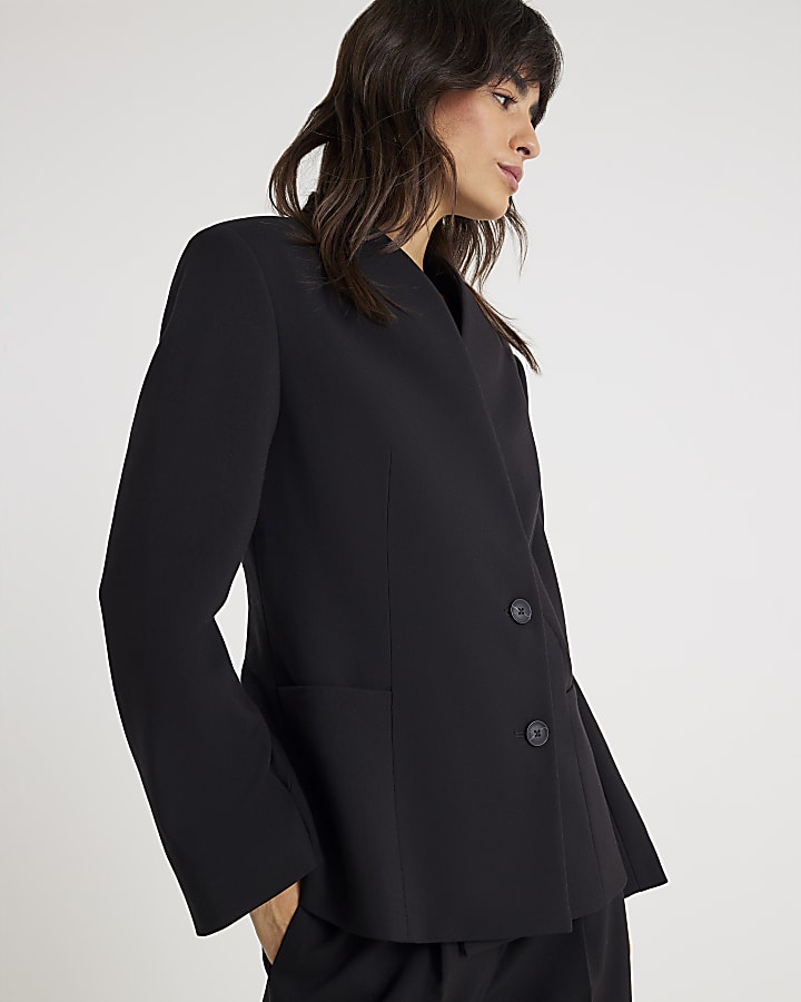 Black Collarless Blazer