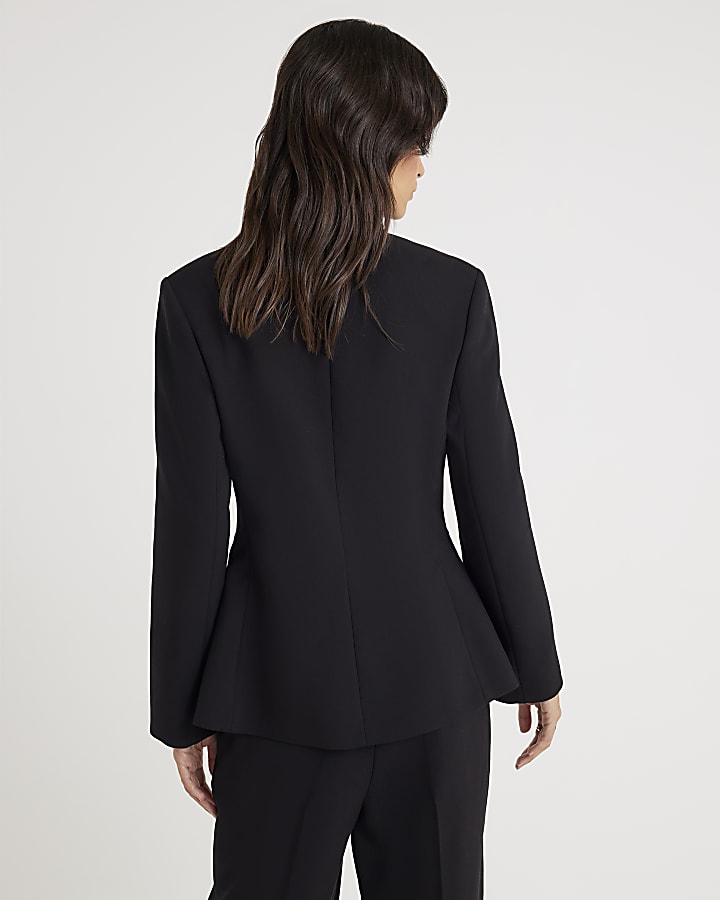 Black Collarless Blazer