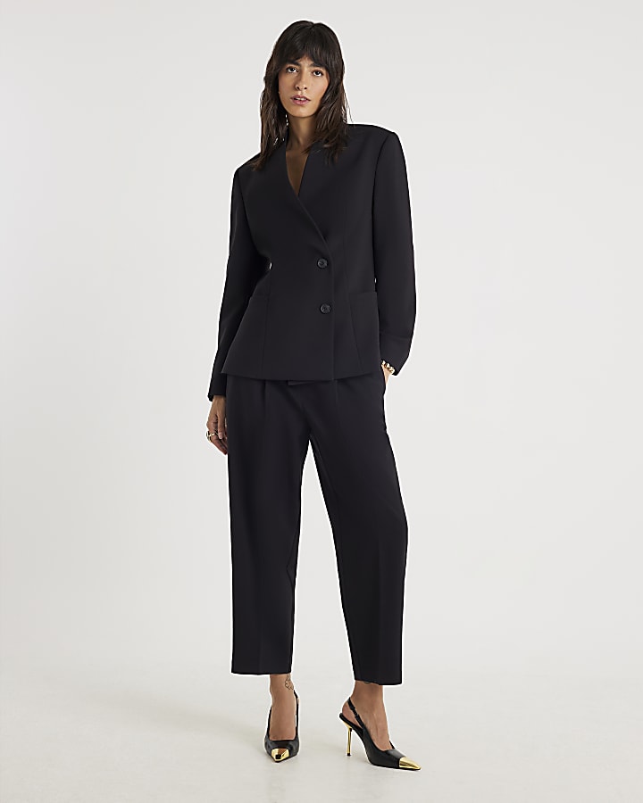 Black Collarless Blazer