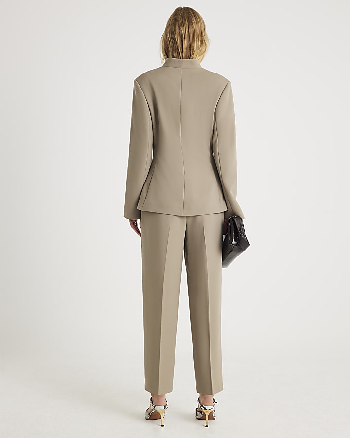 Beige Straight Leg Trousers