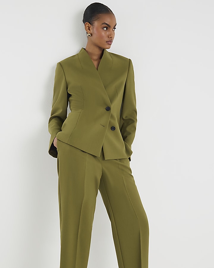 Green Straight Leg Trousers