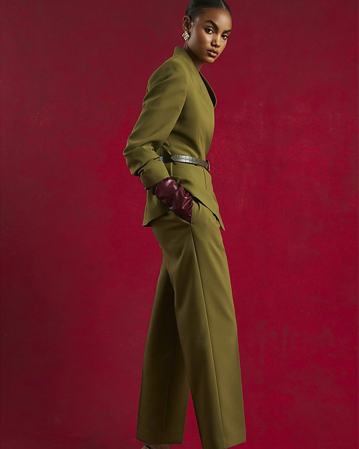 Green Straight Leg Trousers